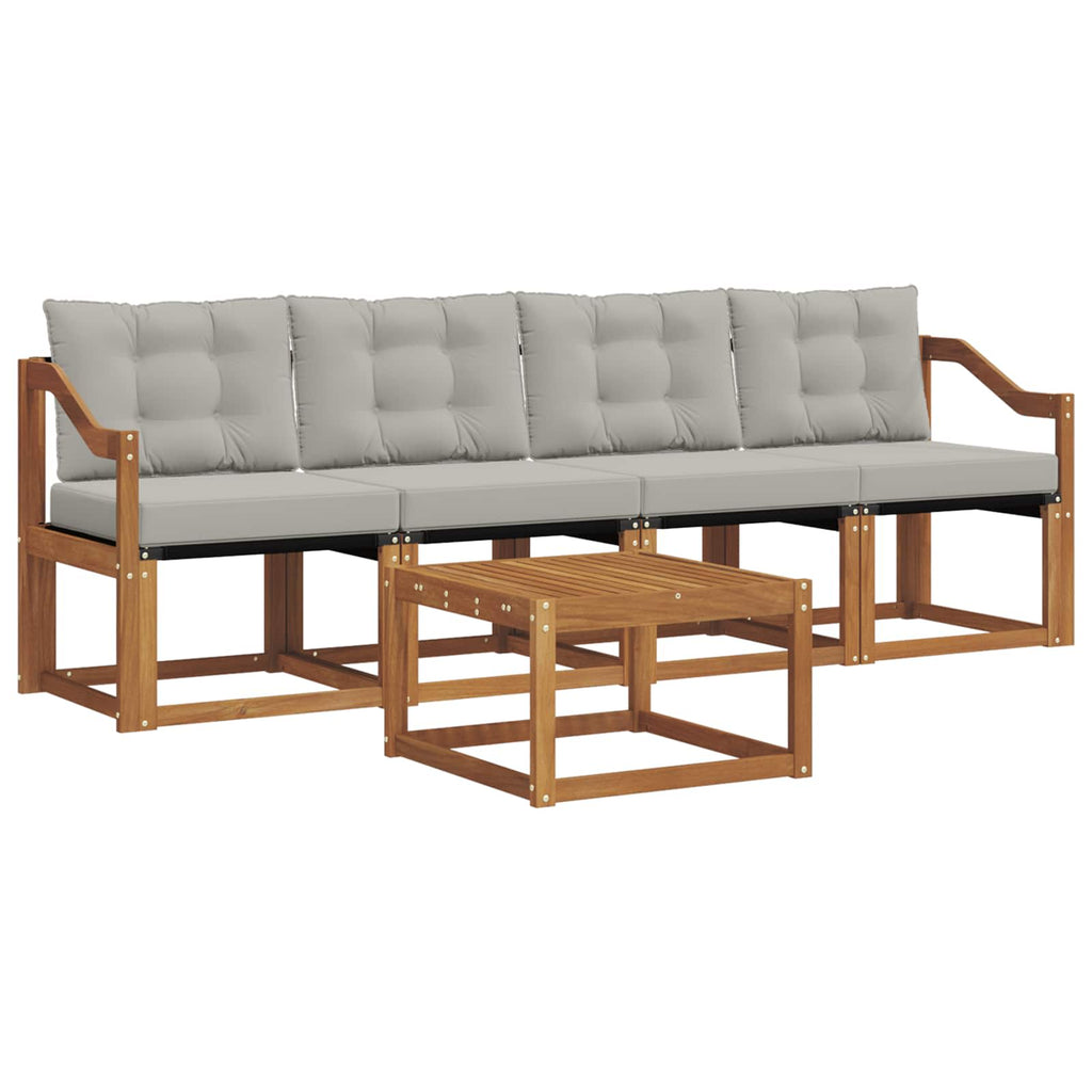 Outdoor-Sofagarnitur mit Kissen 5 pcs Natürlich und Hellgrau