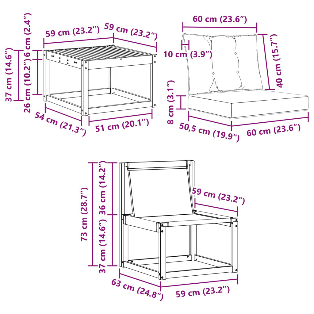Outdoor-Sofagarnitur mit Kissen 5 pcs Natürlich und Schwarz
