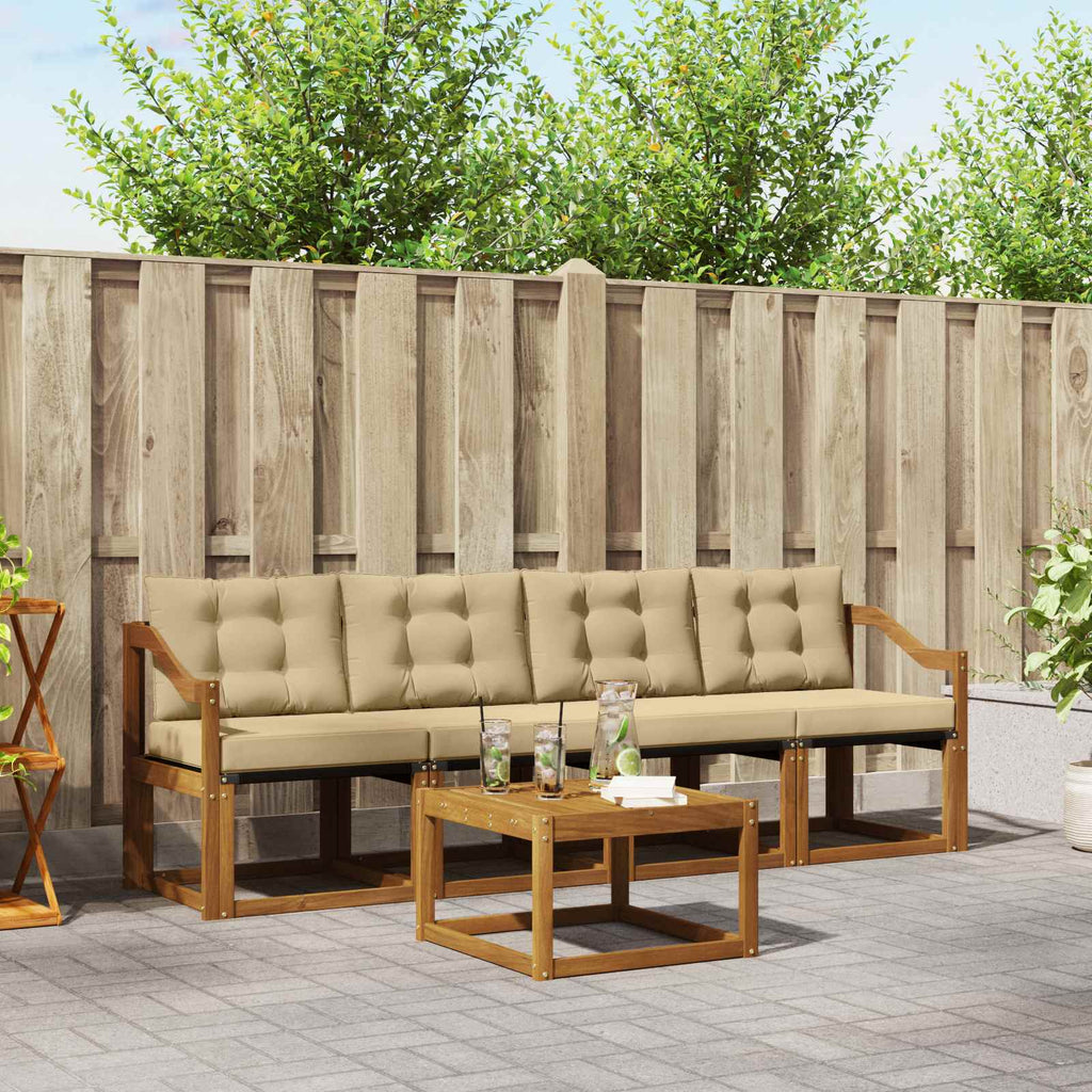 Outdoor-Sofagarnitur mit Kissen 5 pcs Natur und Beige
