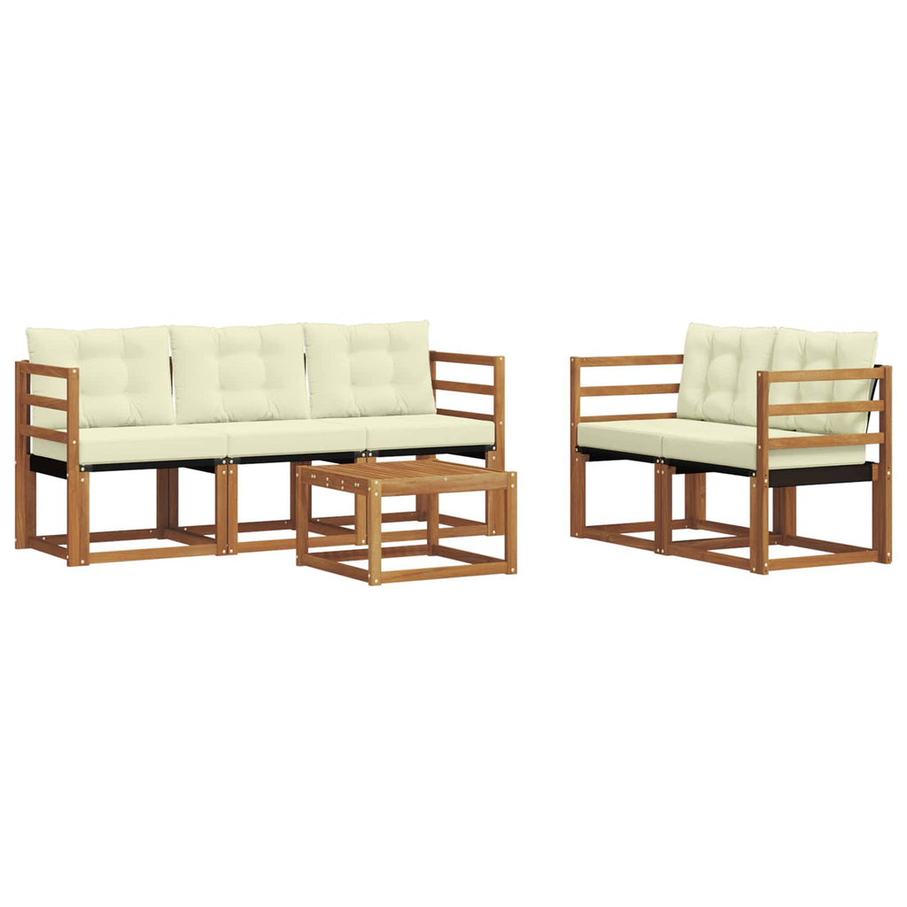 Outdoor-Sofagarnitur mit Kissen 6 pcs Natur und Creme