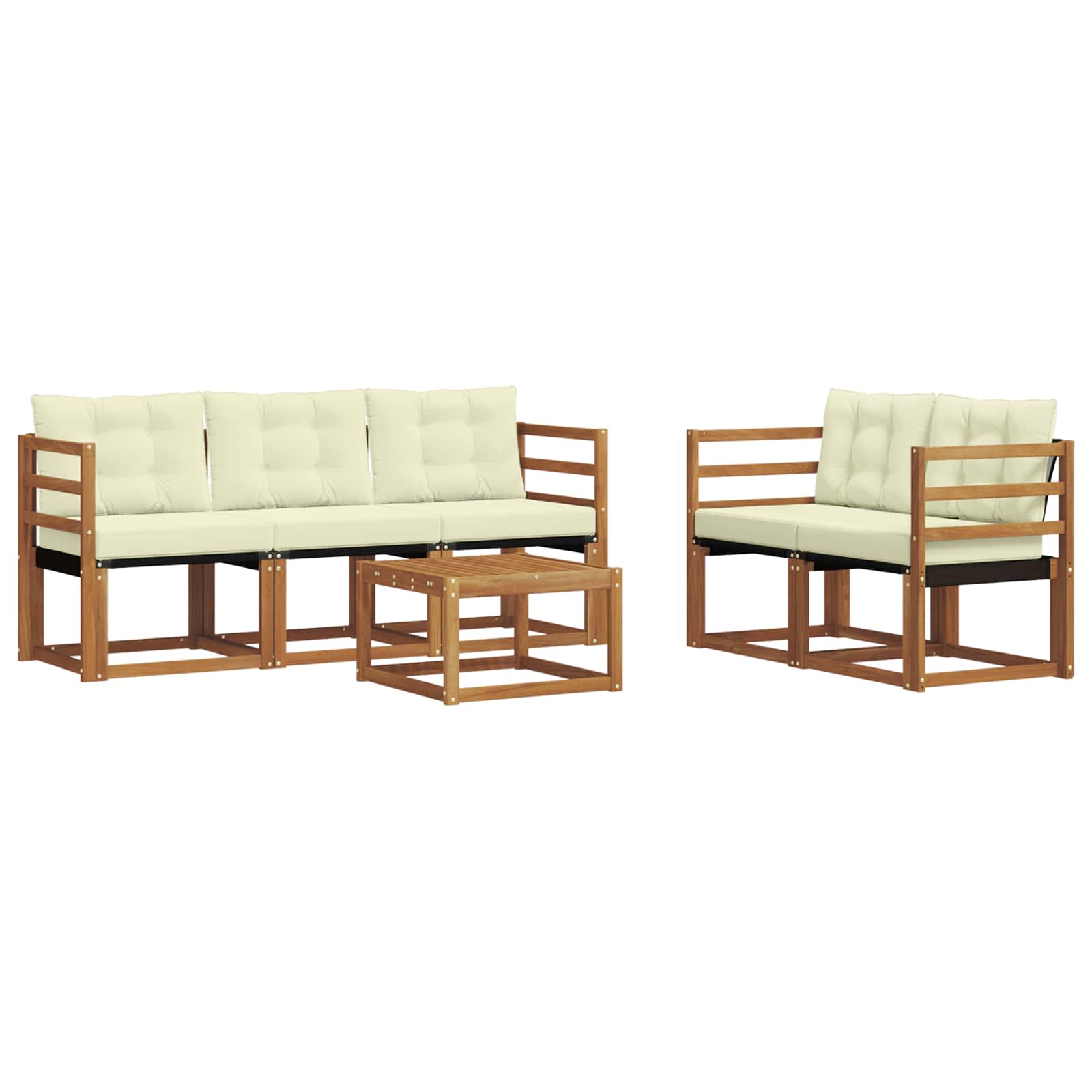 Outdoor-Sofagarnitur mit Kissen 6 pcs Natur und Creme