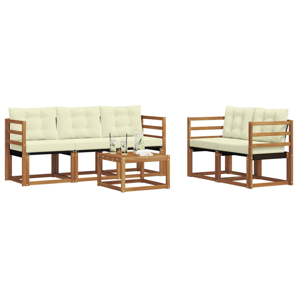 Outdoor-Sofagarnitur mit Kissen 6 pcs Natur und Creme