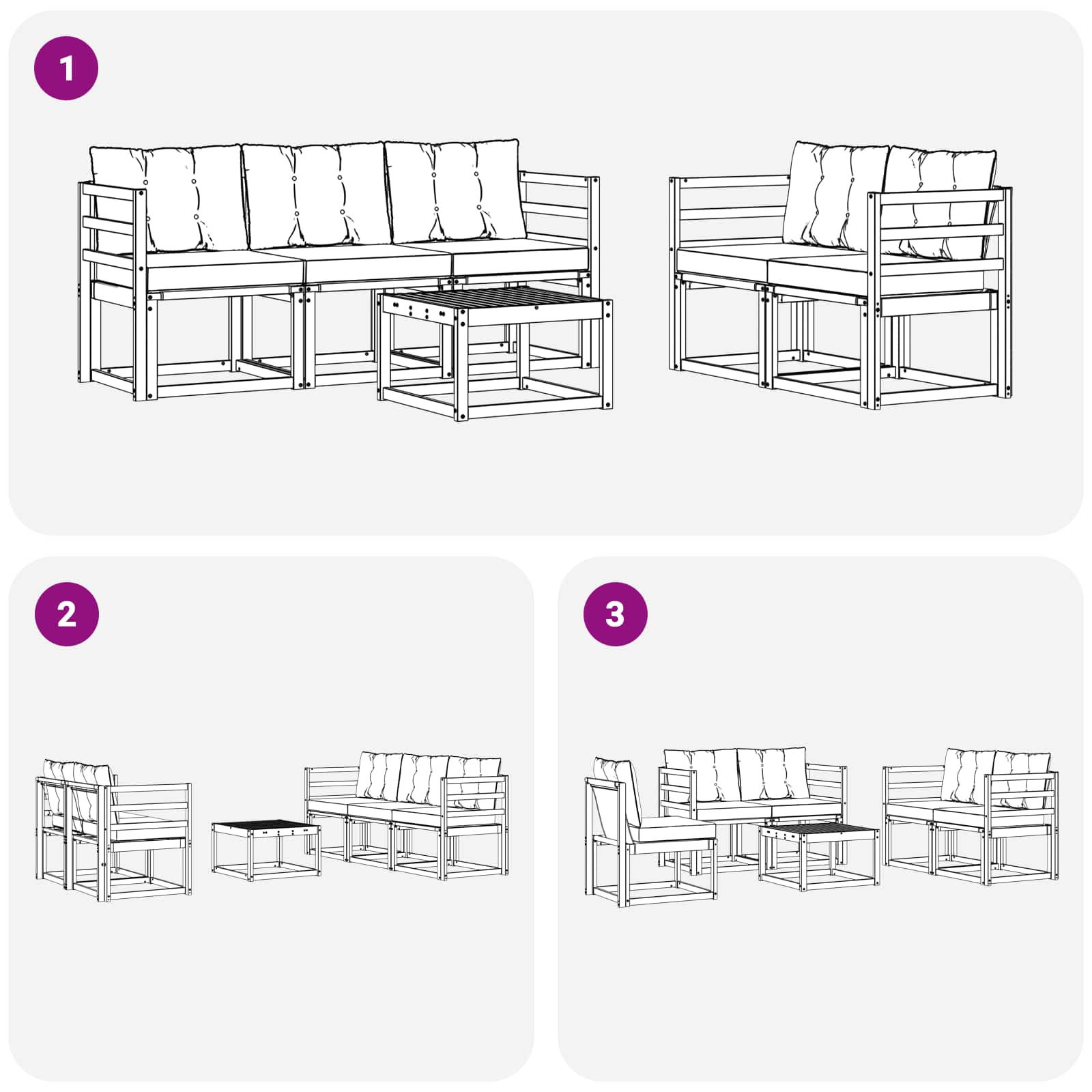 Outdoor-Sofagarnitur mit Kissen 6 pcs Natur und Creme