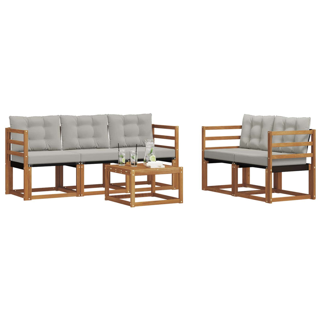 Outdoor-Sofagarnitur mit Kissen 6 pcs Natürlich und Hellgrau