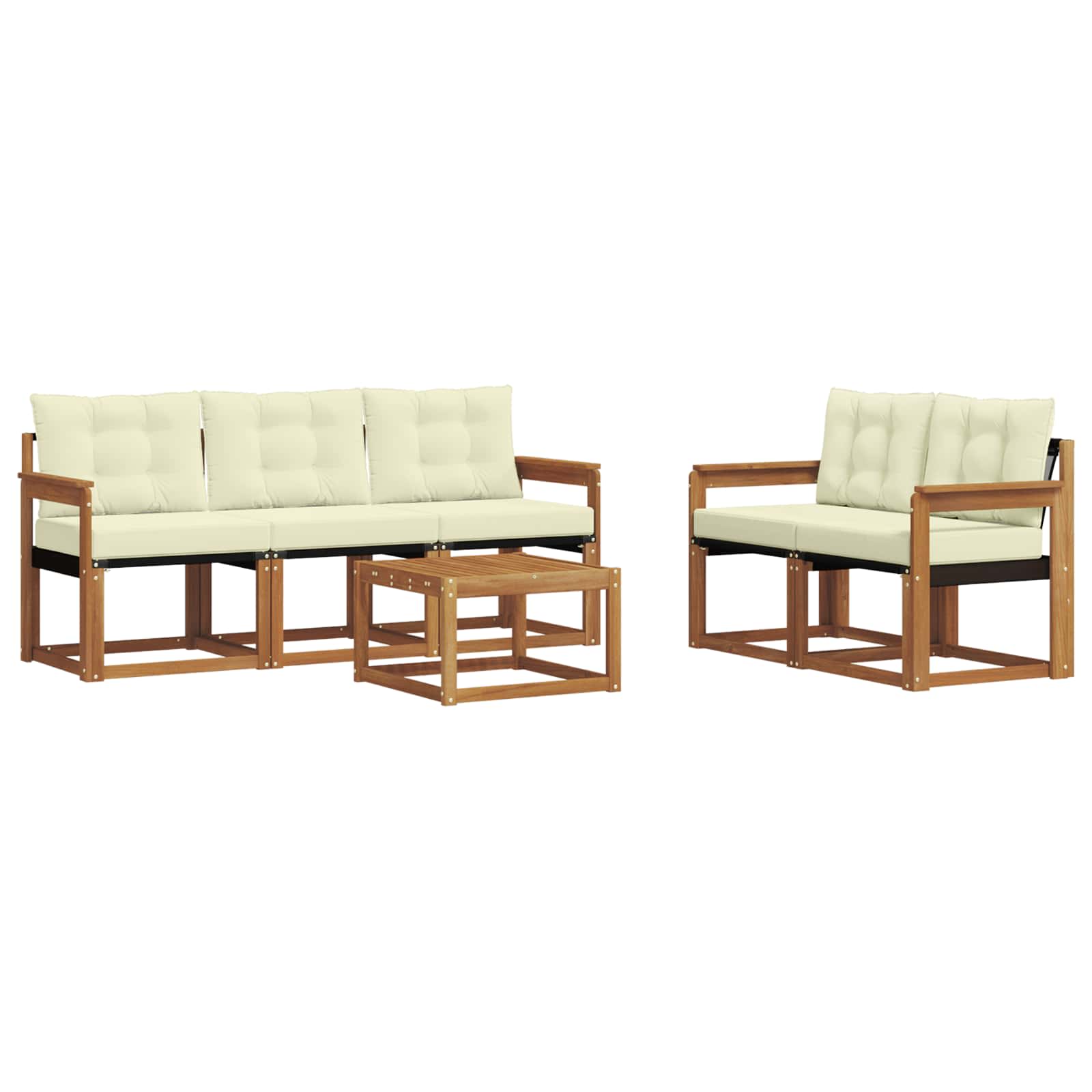 Outdoor-Sofagarnitur mit Kissen 6 pcs Natur und Creme