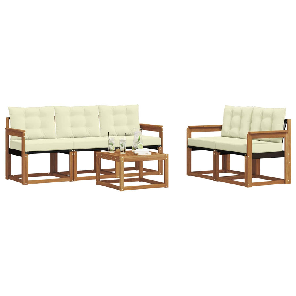 Outdoor-Sofagarnitur mit Kissen 6 pcs Natur und Creme
