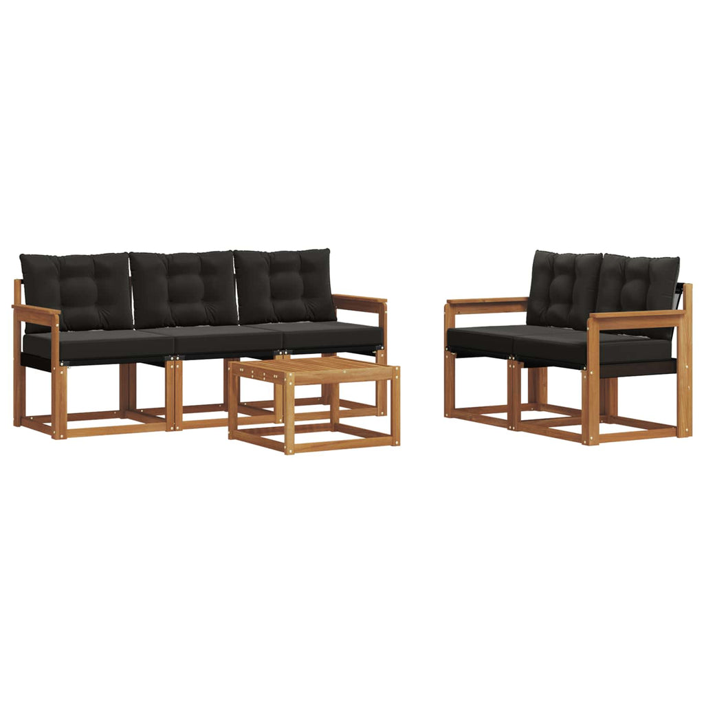 Outdoor-Sofagarnitur mit Kissen 6 pcs Natürlich und Schwarz