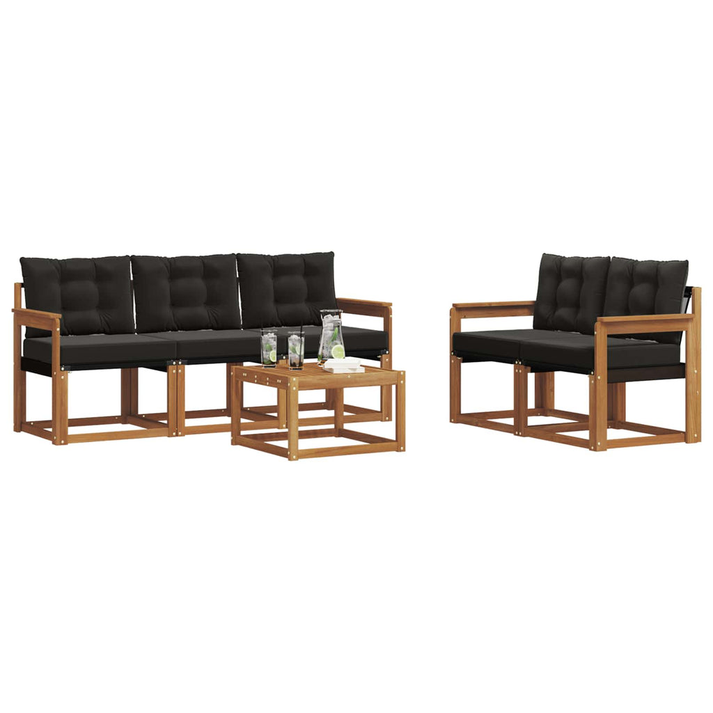 Outdoor-Sofagarnitur mit Kissen 6 pcs Natürlich und Schwarz