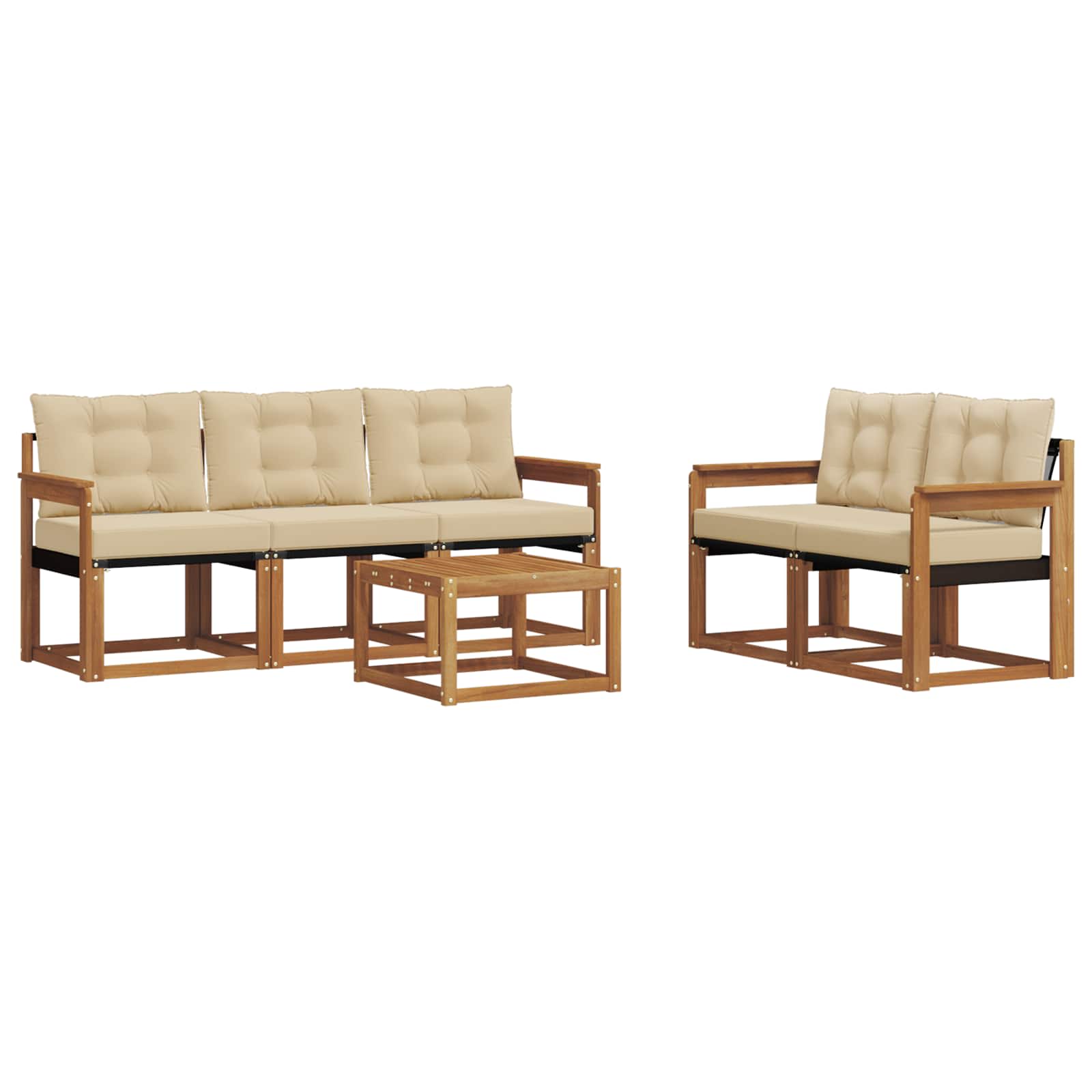 Outdoor-Sofagarnitur mit Kissen 6 pcs Natur und Beige