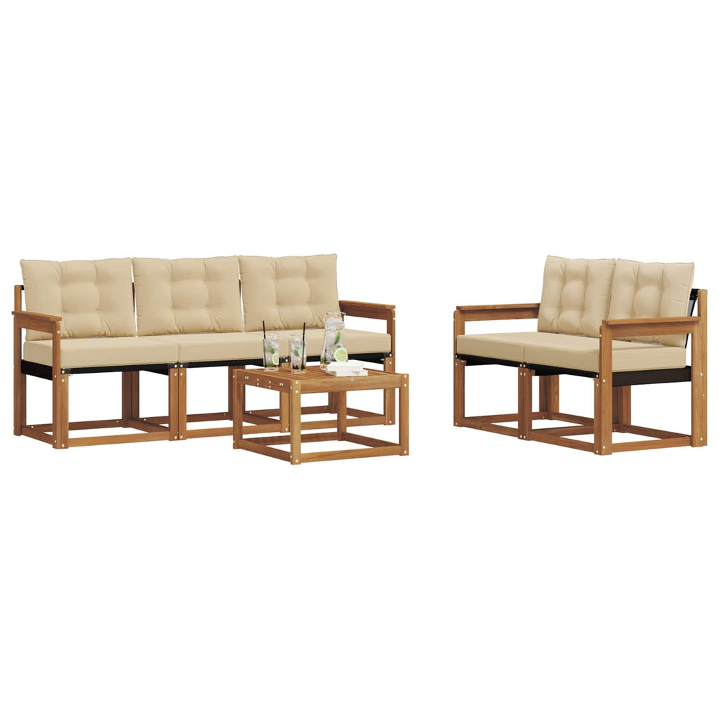 Outdoor-Sofagarnitur mit Kissen 6 pcs Natur und Beige