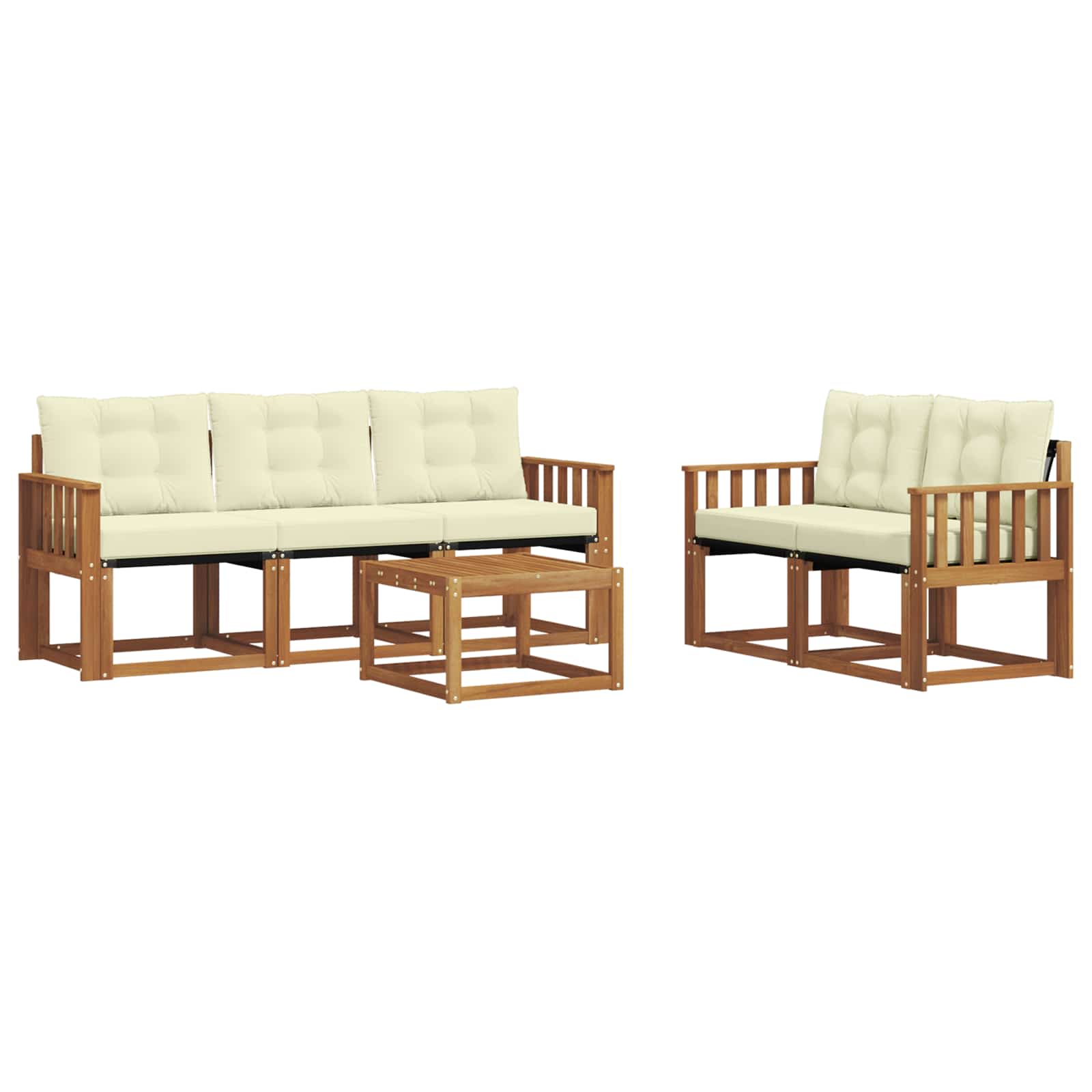 Outdoor-Sofagarnitur mit Kissen 6 pcs Natur und Creme