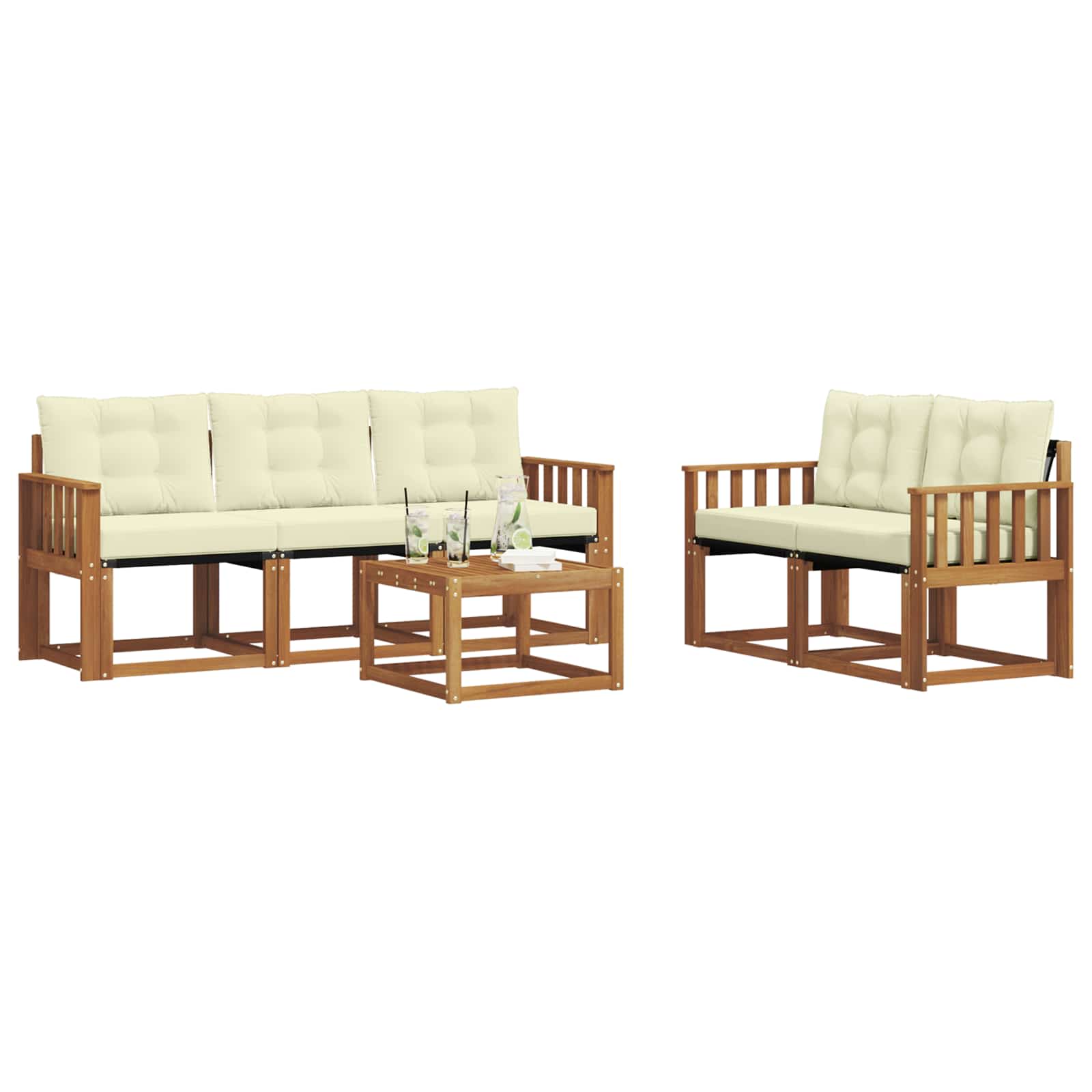 Outdoor-Sofagarnitur mit Kissen 6 pcs Natur und Creme