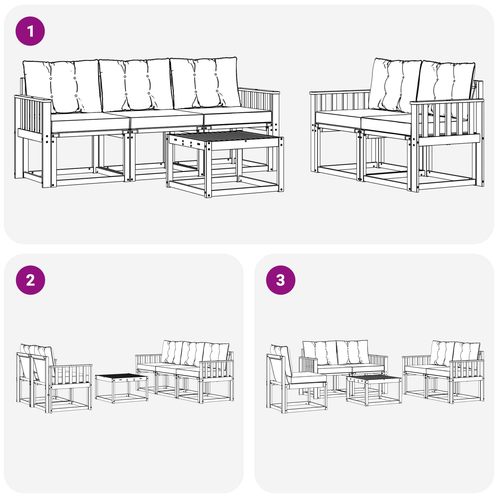 Outdoor-Sofagarnitur mit Kissen 6 pcs Natur und Creme