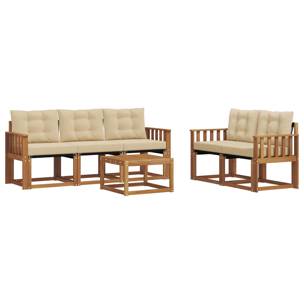 Outdoor-Sofagarnitur mit Kissen 6 pcs Natur und Beige