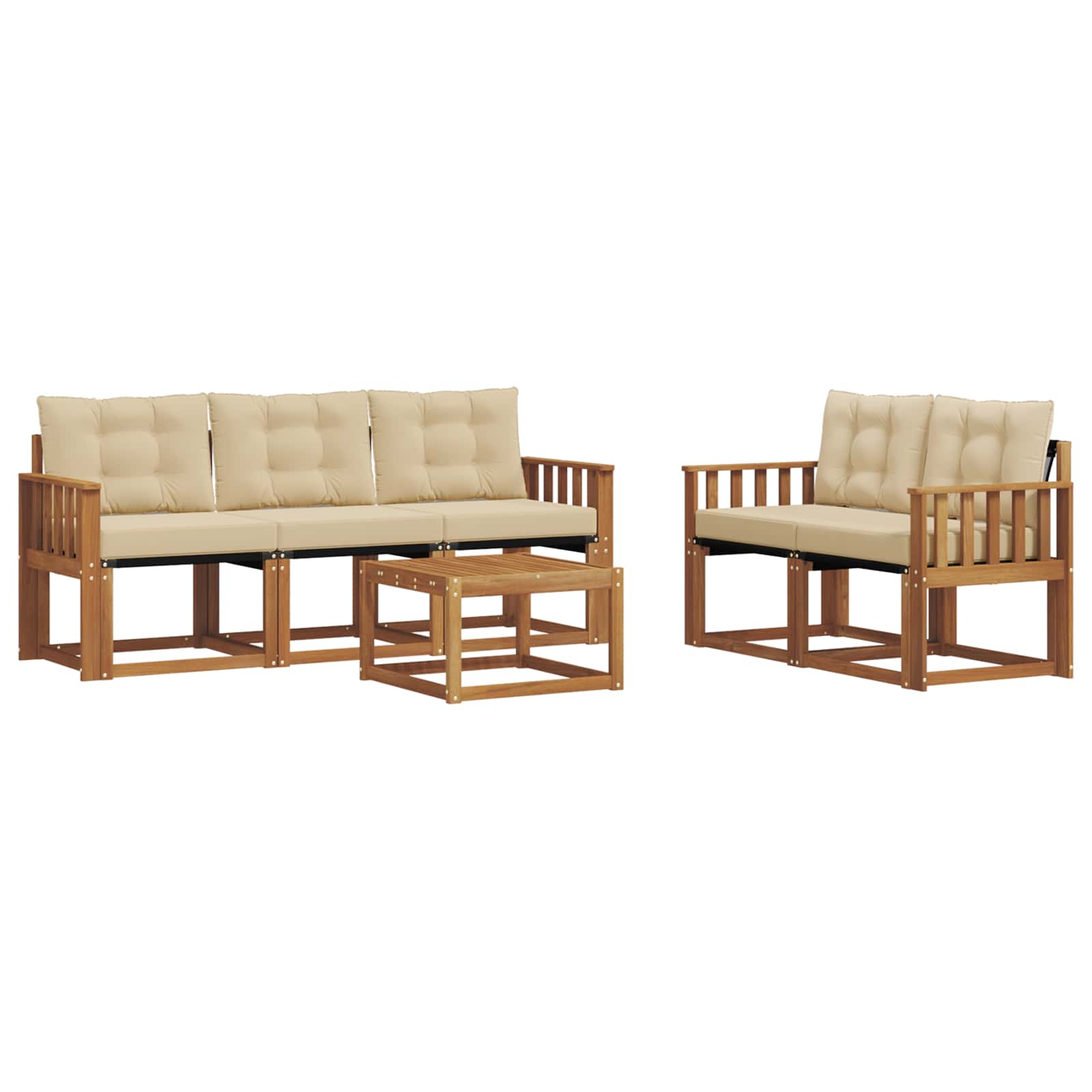 Outdoor-Sofagarnitur mit Kissen 6 pcs Natur und Beige