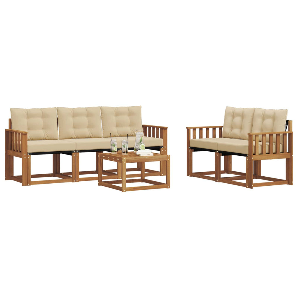 Outdoor-Sofagarnitur mit Kissen 6 pcs Natur und Beige