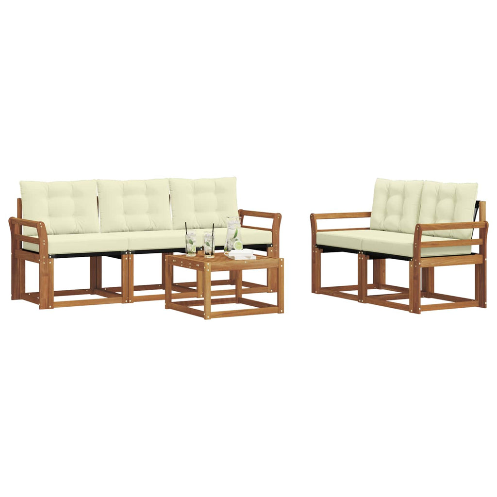Outdoor-Sofagarnitur mit Kissen 6 pcs Natur und Creme