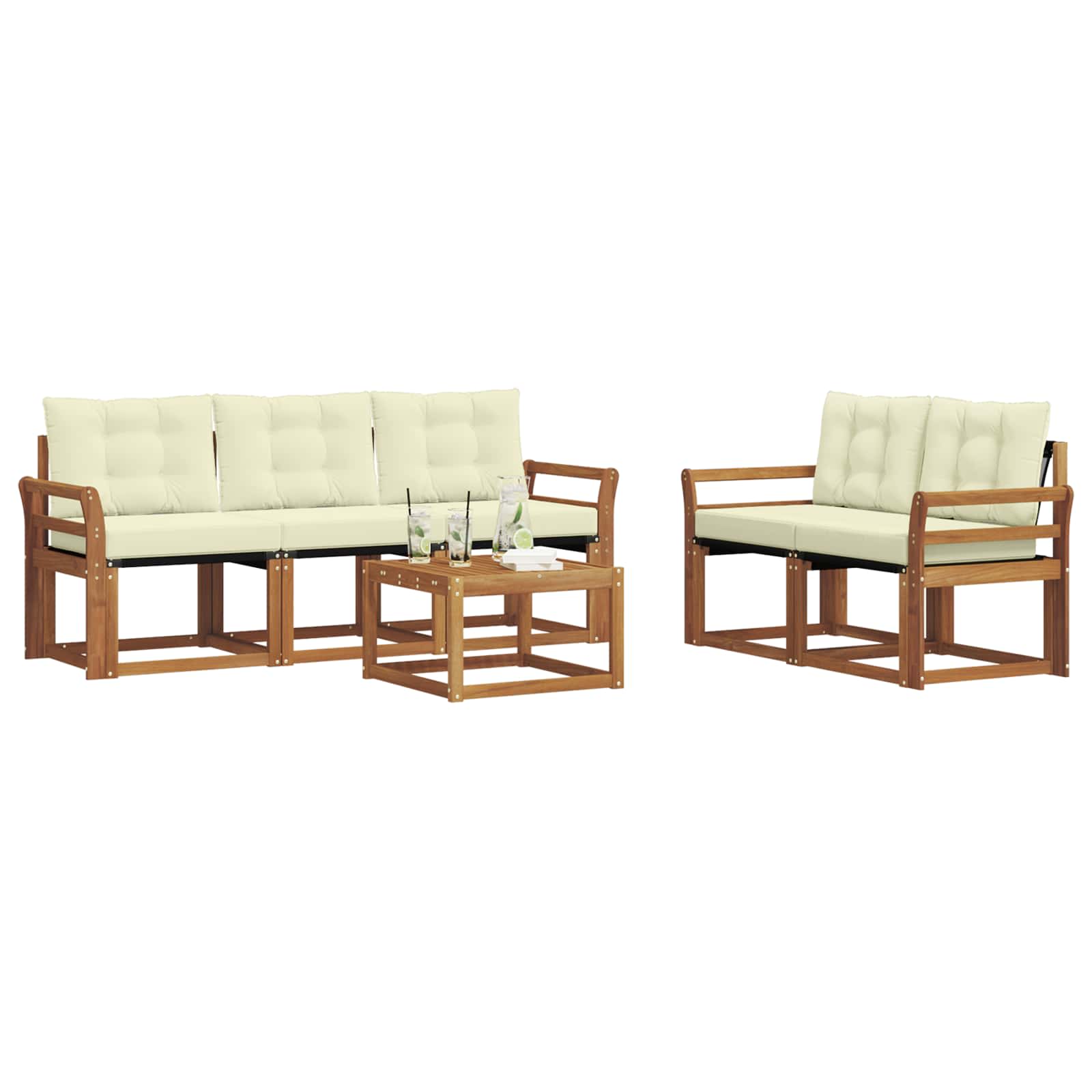 Outdoor-Sofagarnitur mit Kissen 6 pcs Natur und Creme