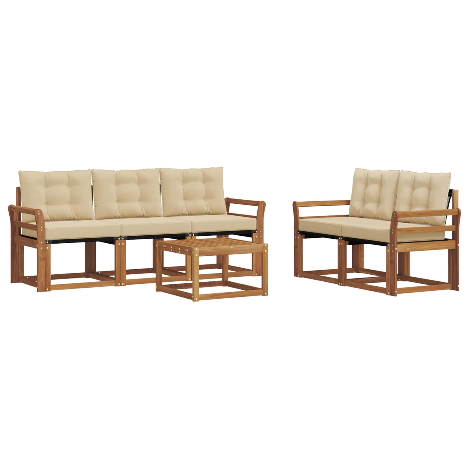 Outdoor-Sofagarnitur mit Kissen 6 pcs Natur und Beige
