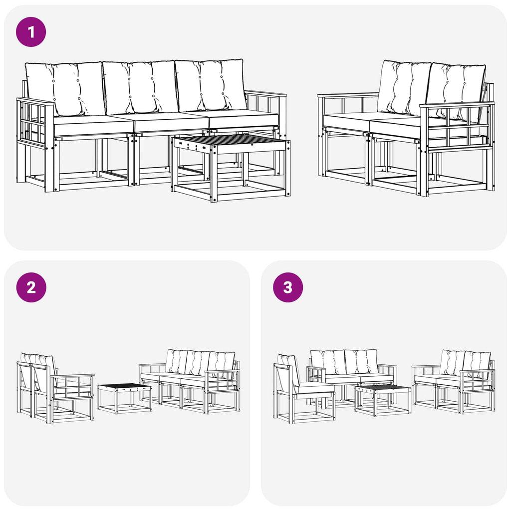 Outdoor-Sofagarnitur mit Kissen 6 pcs Natur und Creme