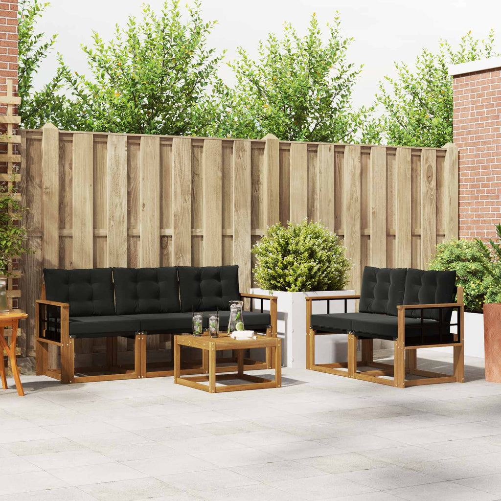 Outdoor-Sofagarnitur mit Kissen 6 pcs Natürlich und Schwarz
