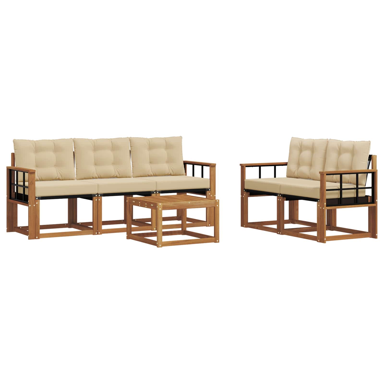 Outdoor-Sofagarnitur mit Kissen 6 pcs Natur und Beige