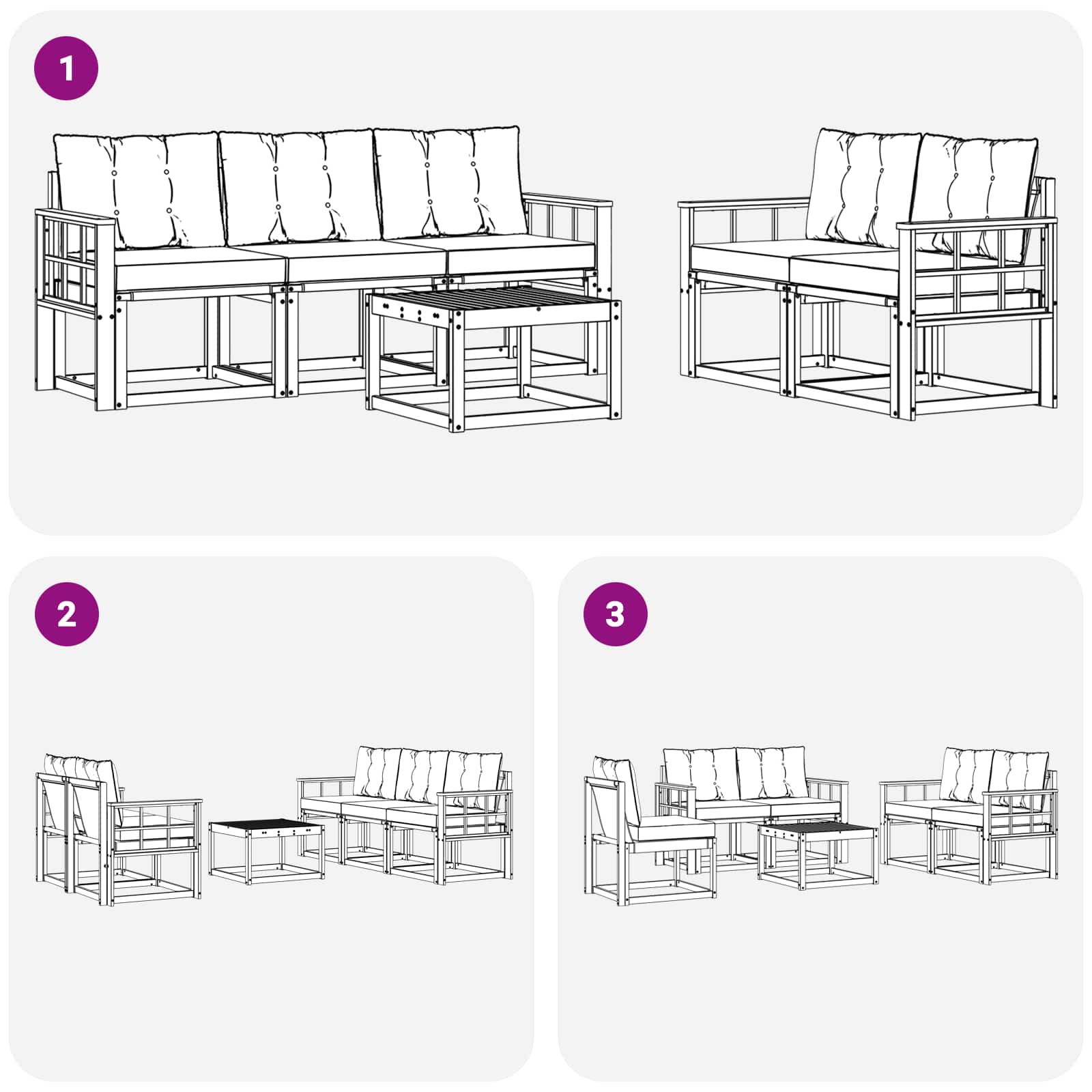 Outdoor-Sofagarnitur mit Kissen 6 pcs Natur und Beige