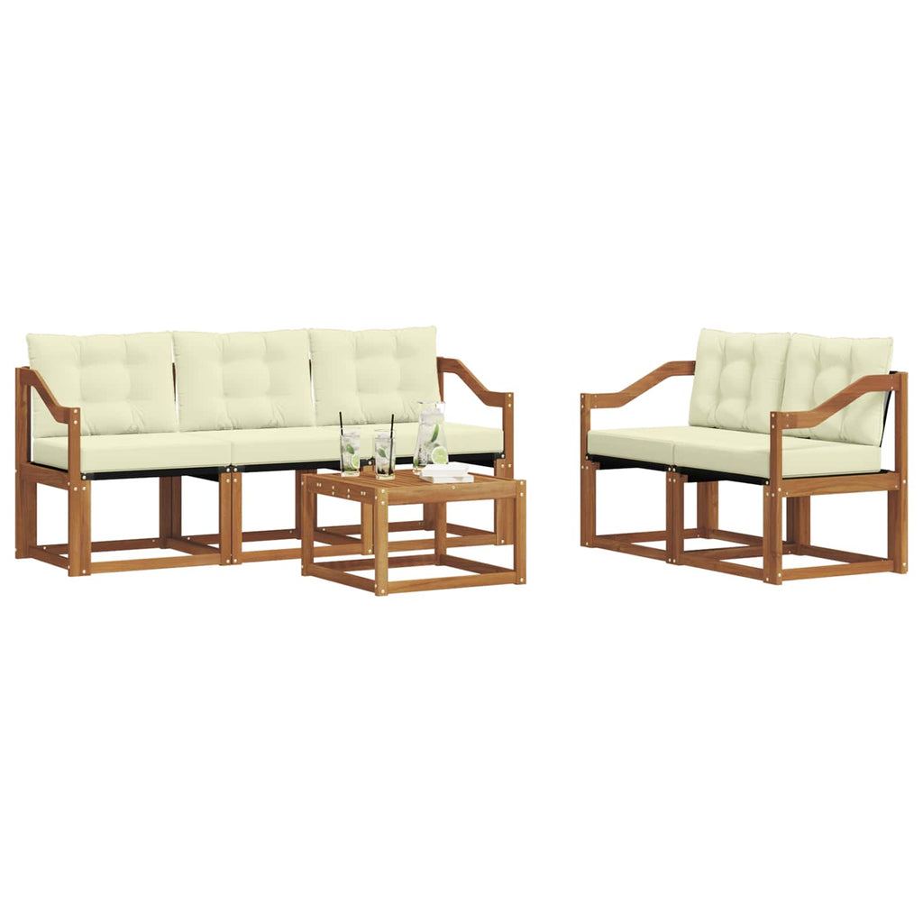 Outdoor-Sofagarnitur mit Kissen 6 pcs Natur und Creme