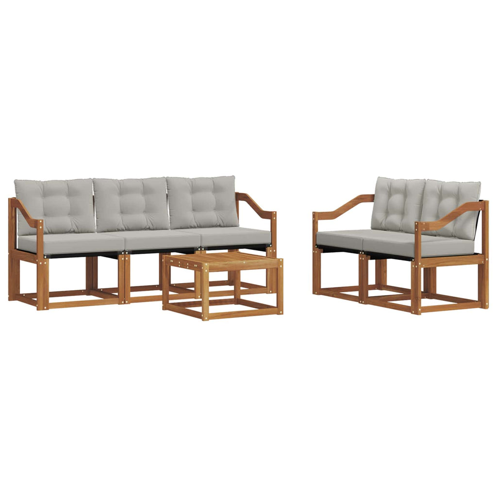 Outdoor-Sofagarnitur mit Kissen 6 pcs Natürlich und Hellgrau