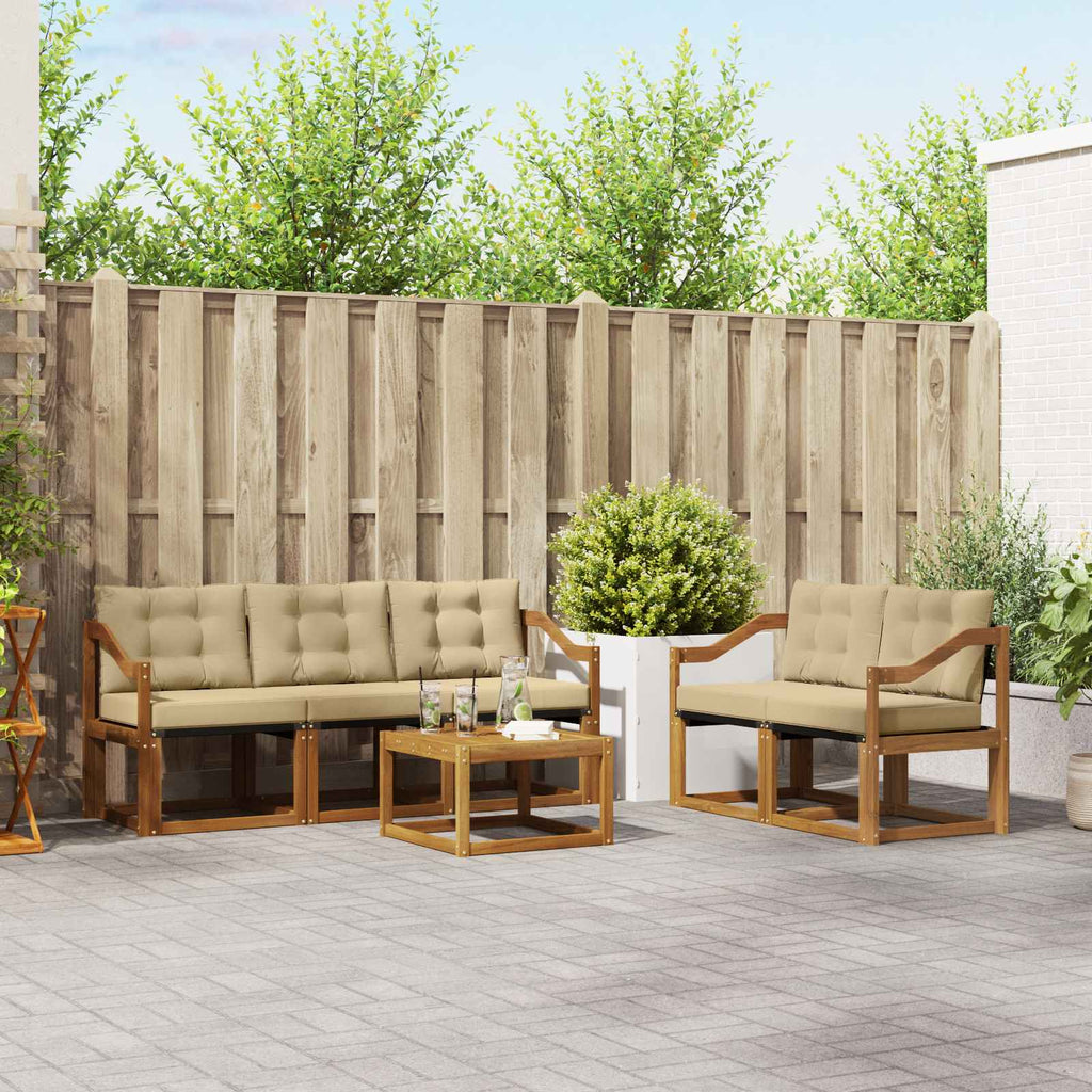 Outdoor-Sofagarnitur mit Kissen 6 pcs Natur und Beige