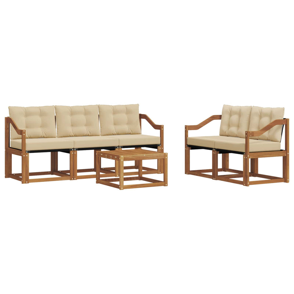 Outdoor-Sofagarnitur mit Kissen 6 pcs Natur und Beige