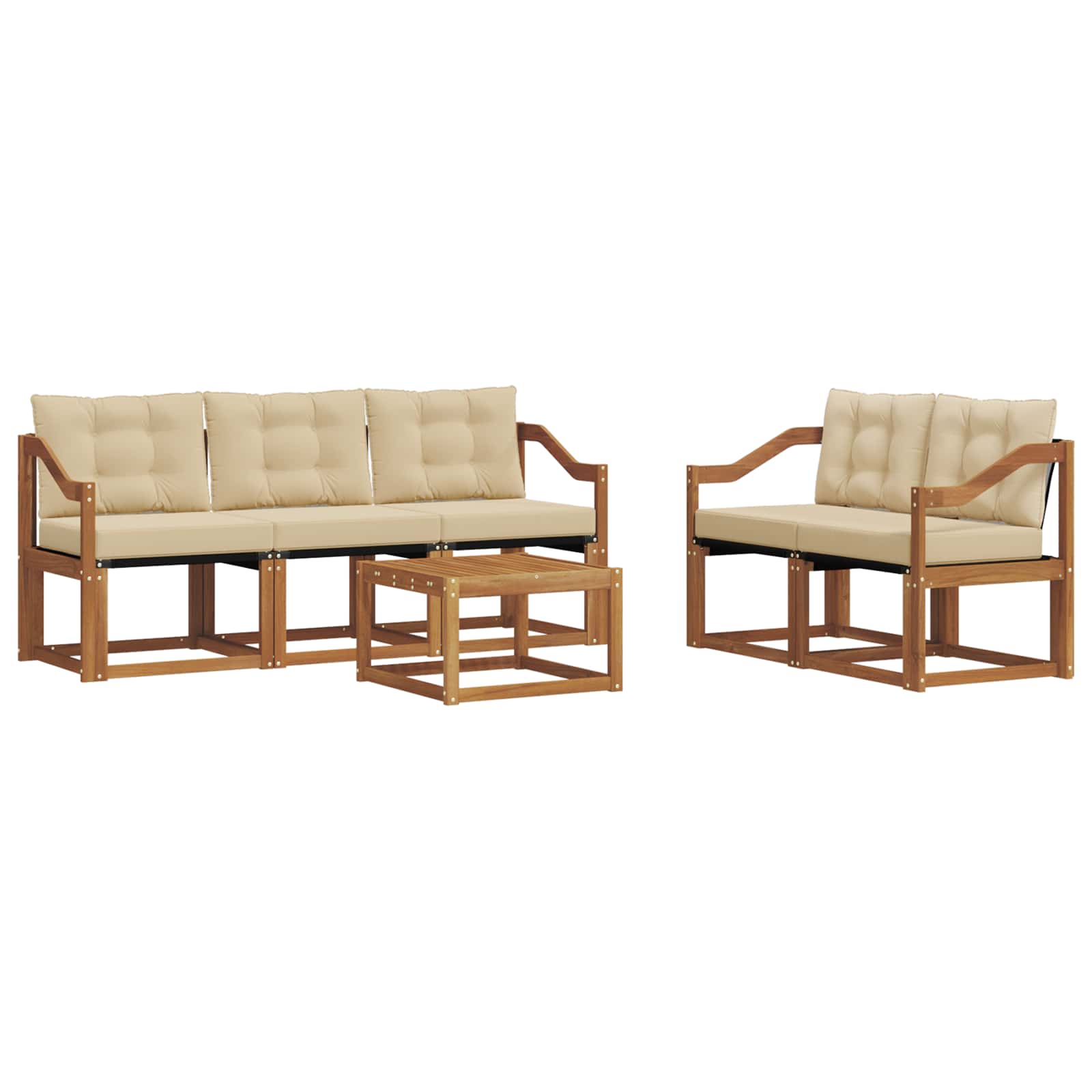 Outdoor-Sofagarnitur mit Kissen 6 pcs Natur und Beige