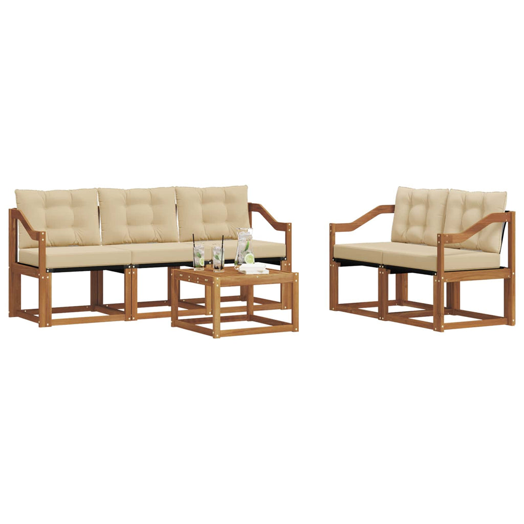 Outdoor-Sofagarnitur mit Kissen 6 pcs Natur und Beige