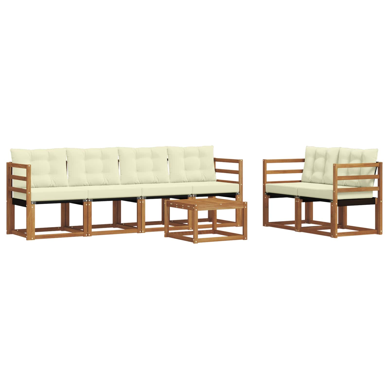Outdoor-Sofagarnitur mit Kissen 7 pcs Natur und Creme