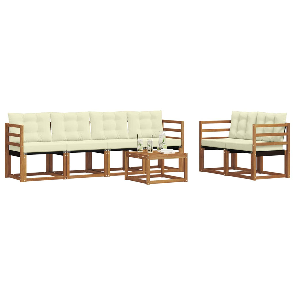 Outdoor-Sofagarnitur mit Kissen 7 pcs Natur und Creme