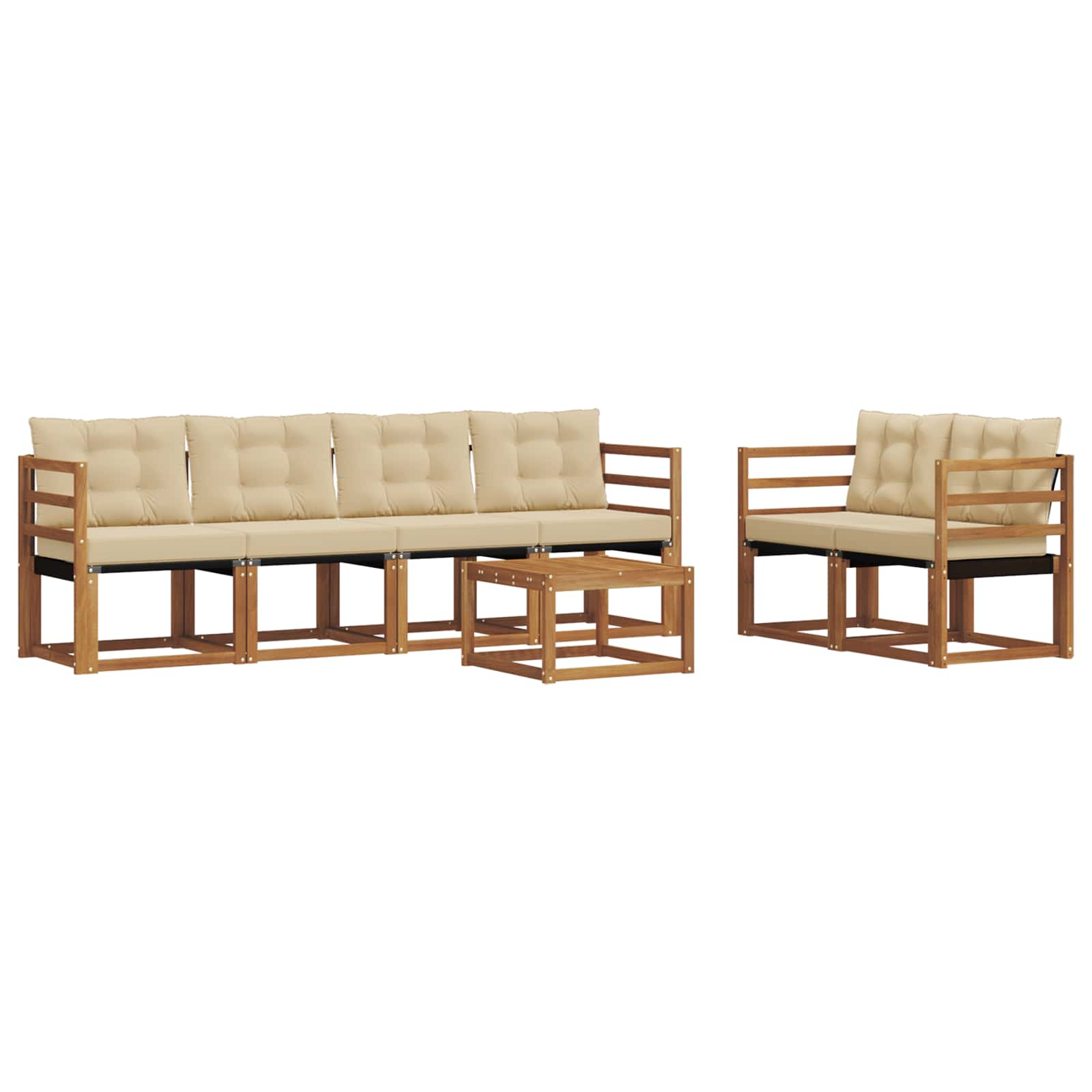 Outdoor-Sofagarnitur mit Kissen 7 pcs Natur und Beige