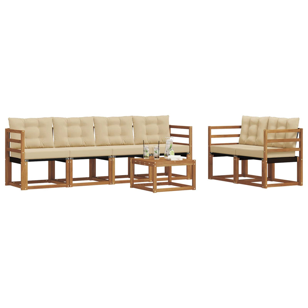 Outdoor-Sofagarnitur mit Kissen 7 pcs Natur und Beige