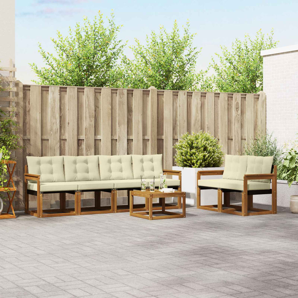 Outdoor-Sofagarnitur mit Kissen 7 pcs Natur und Creme
