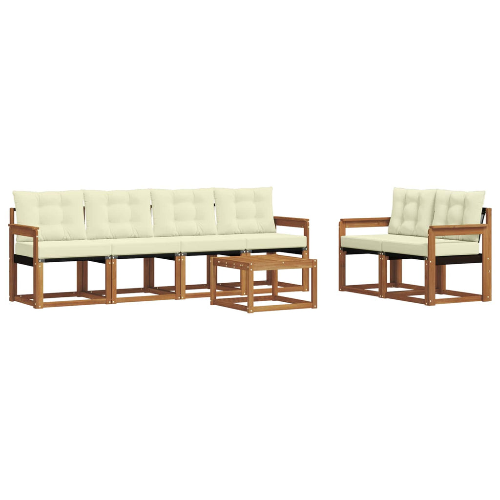 Outdoor-Sofagarnitur mit Kissen 7 pcs Natur und Creme