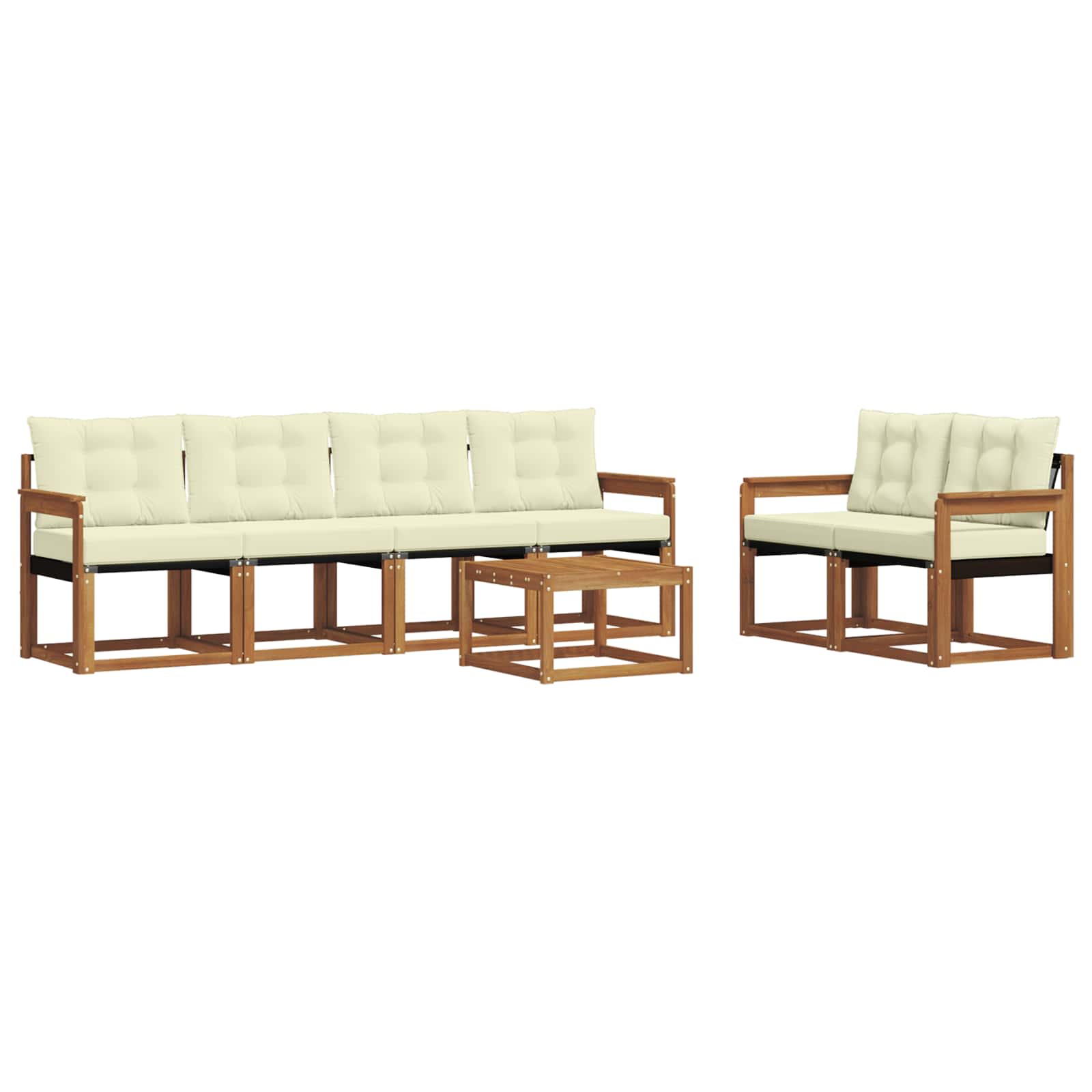 Outdoor-Sofagarnitur mit Kissen 7 pcs Natur und Creme