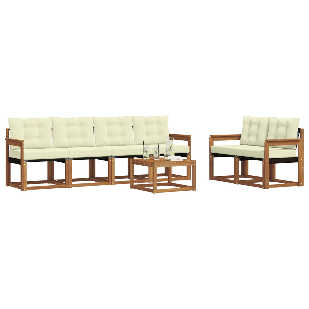 Outdoor-Sofagarnitur mit Kissen 7 pcs Natur und Creme
