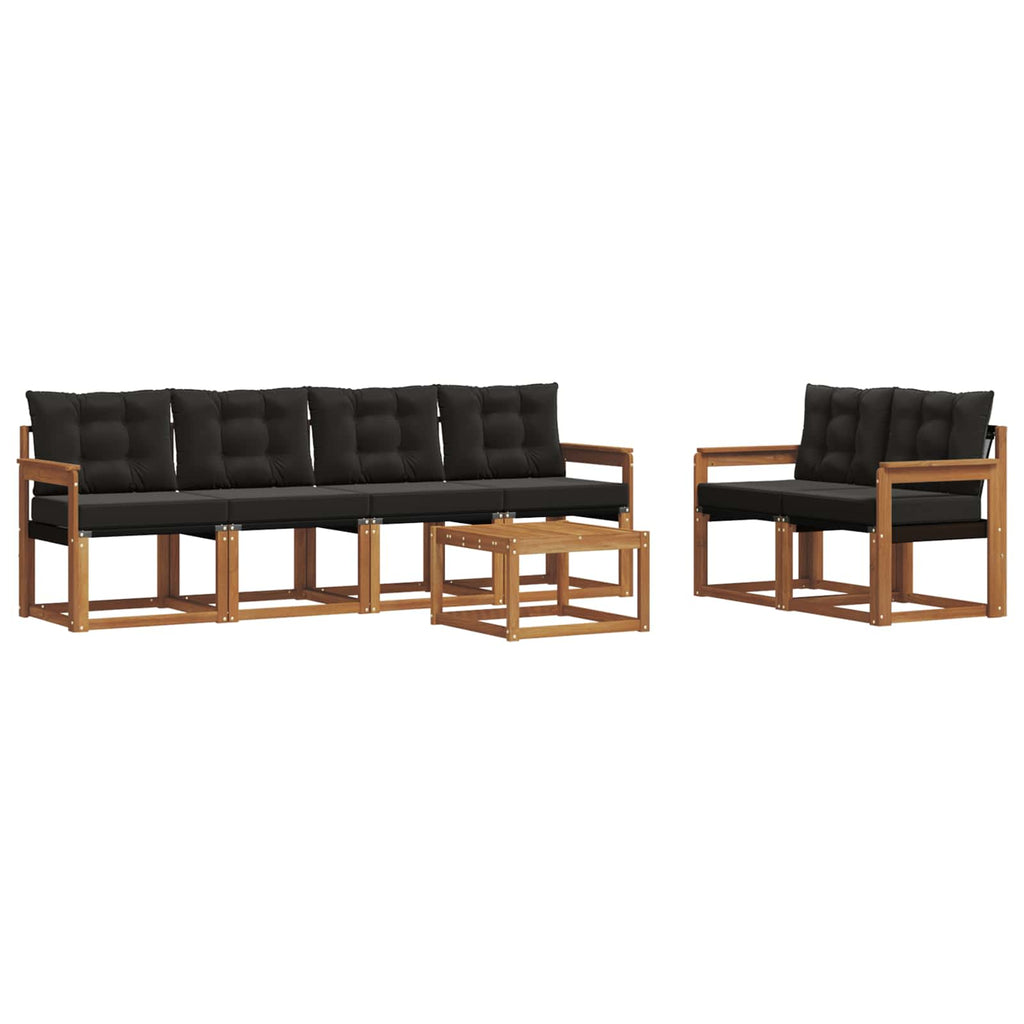 Outdoor-Sofagarnitur mit Kissen 7 pcs Natürlich und Schwarz