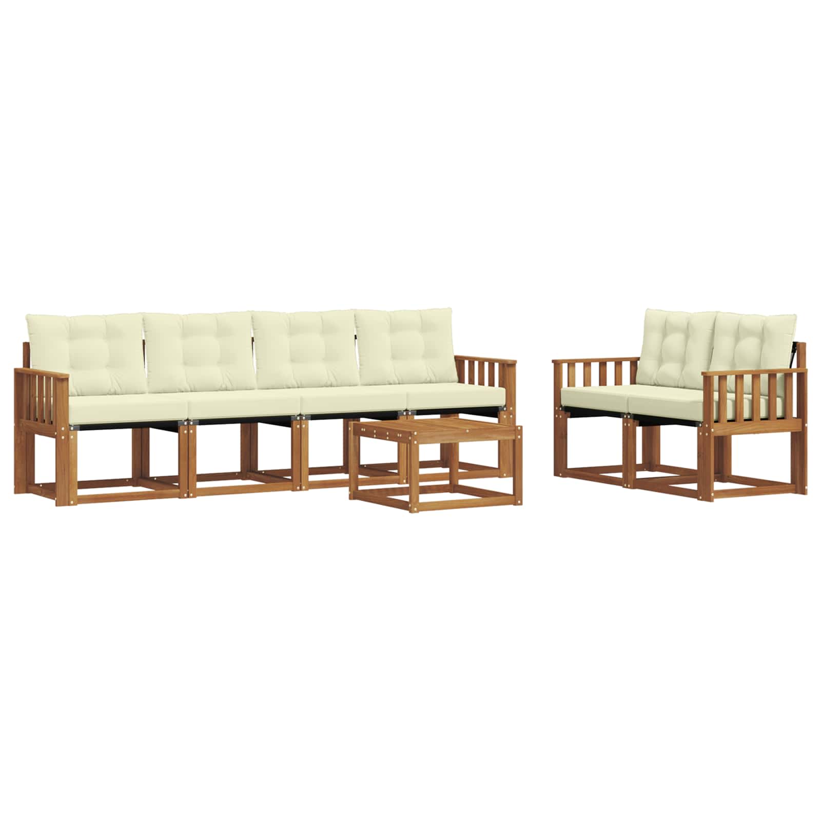 Outdoor-Sofagarnitur mit Kissen 7 pcs Natur und Creme
