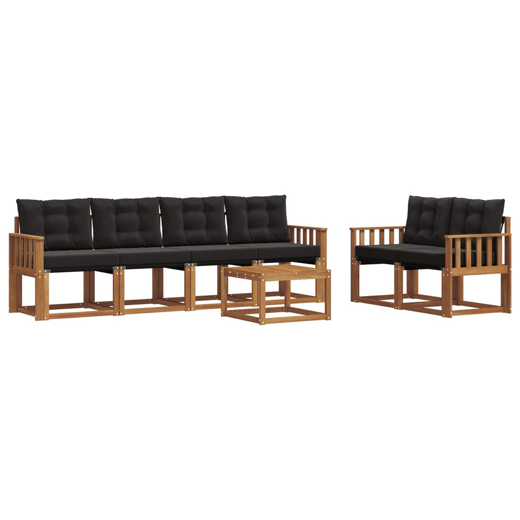 Outdoor-Sofagarnitur mit Kissen 7 pcs Natürlich und Schwarz