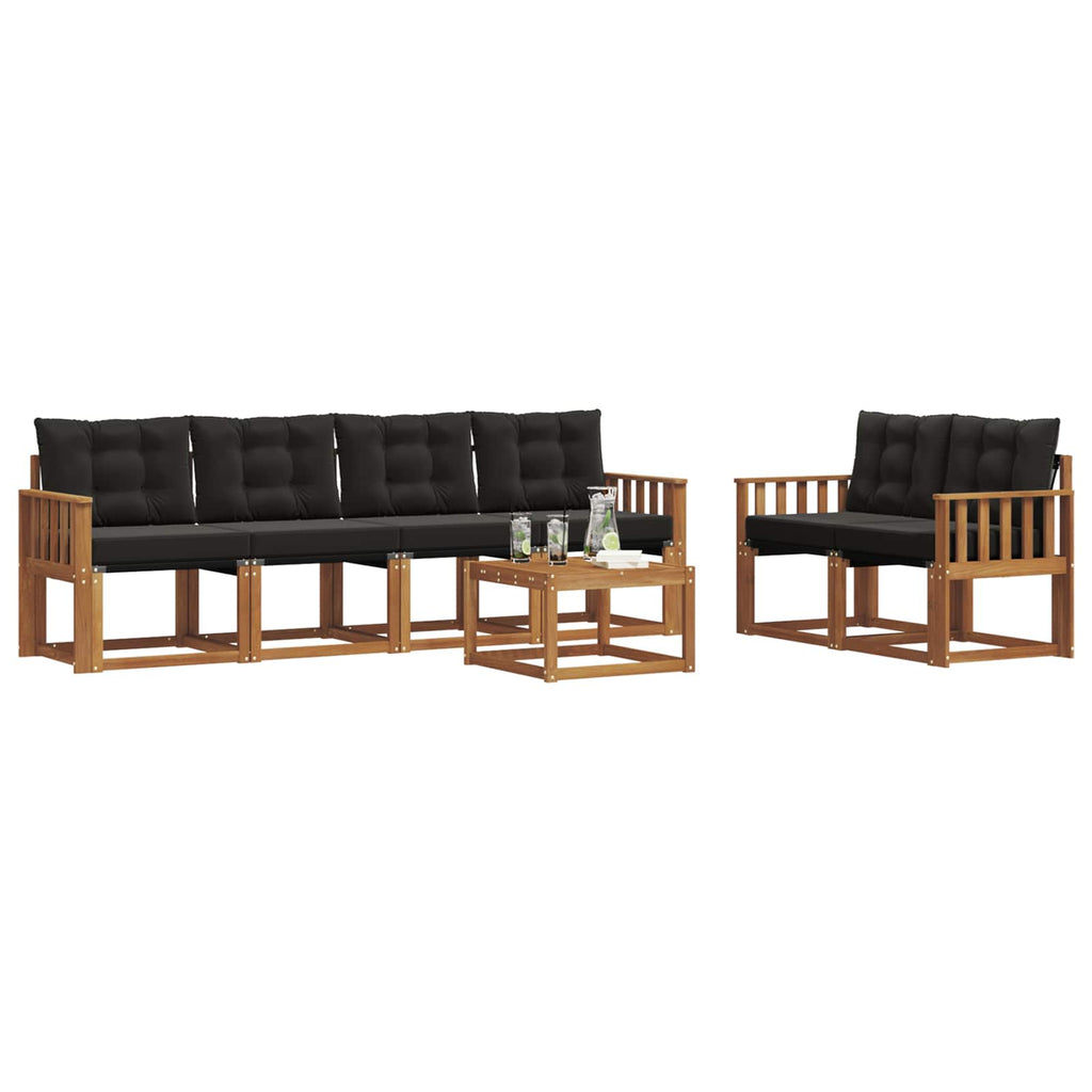 Outdoor-Sofagarnitur mit Kissen 7 pcs Natürlich und Schwarz