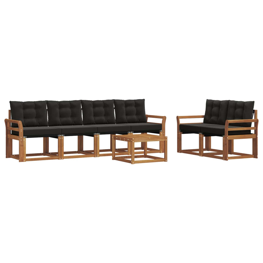 Outdoor-Sofagarnitur mit Kissen 7 pcs Natürlich und Schwarz