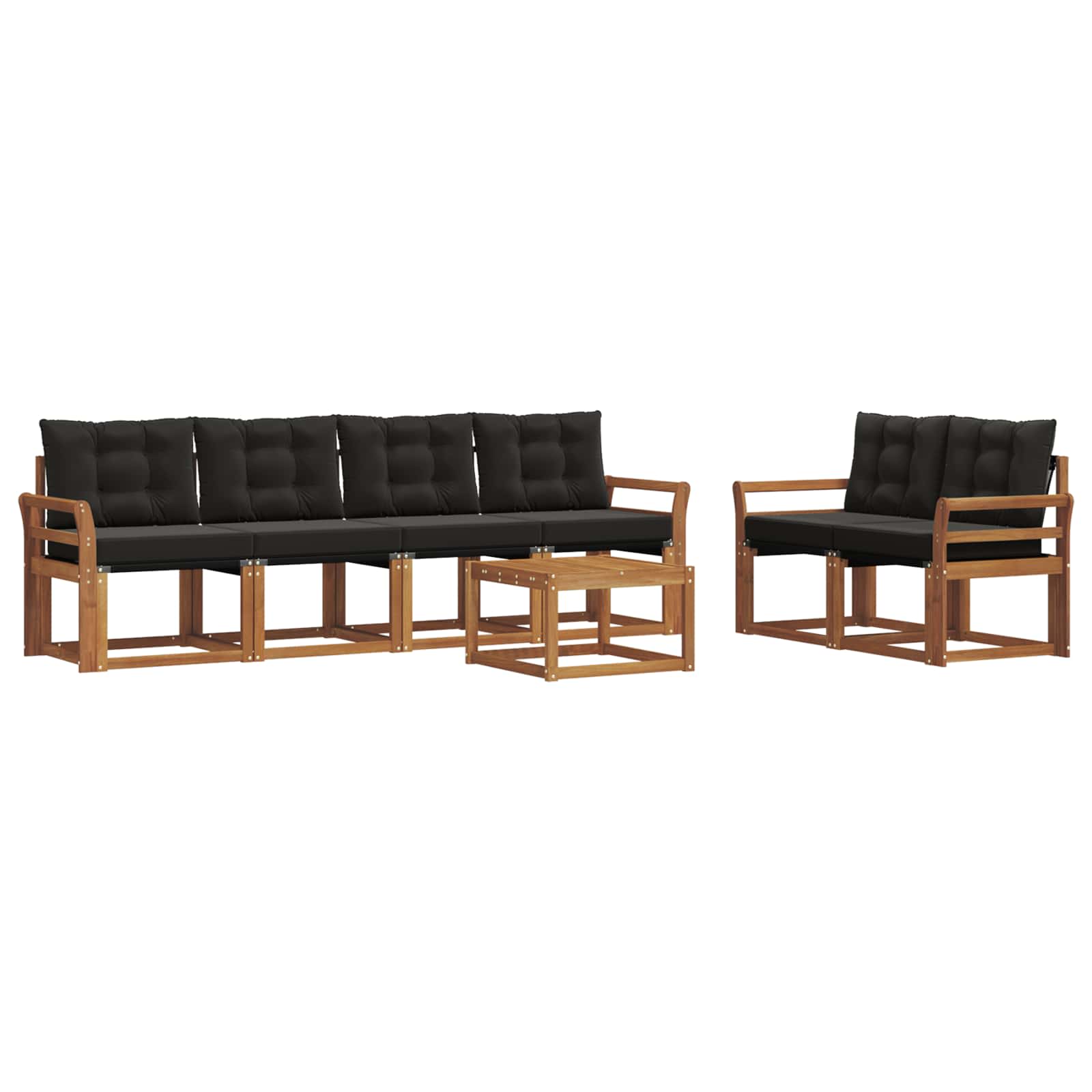 Outdoor-Sofagarnitur mit Kissen 7 pcs Natürlich und Schwarz