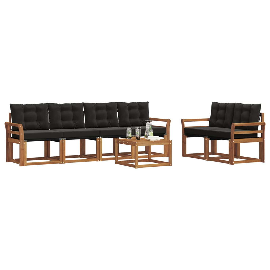 Outdoor-Sofagarnitur mit Kissen 7 pcs Natürlich und Schwarz