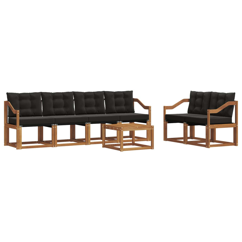 Outdoor-Sofagarnitur mit Kissen 7 pcs Natürlich und Schwarz