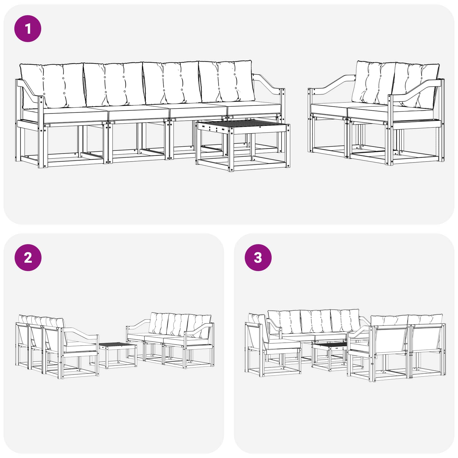 Outdoor-Sofagarnitur mit Kissen 7 pcs Natur und Beige